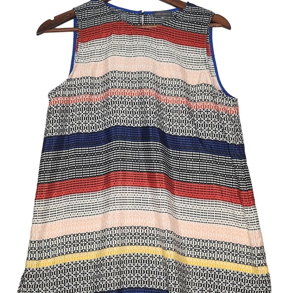 VINCE CAMUTO TANK TOP HI‎ LO SHEER STRIPED SIZE  MED